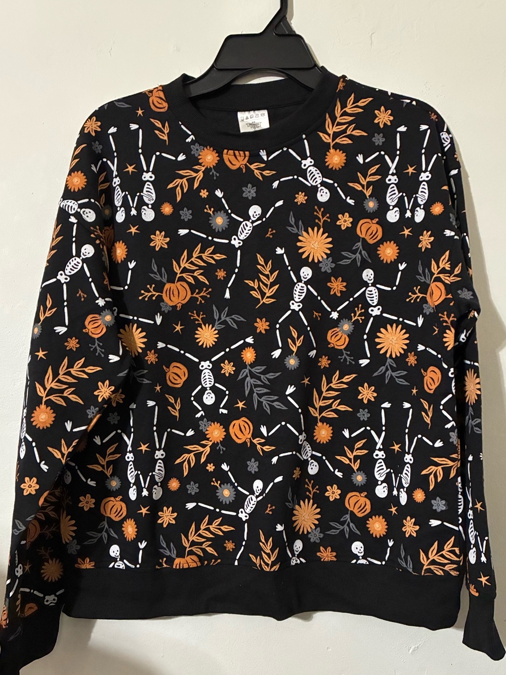 The Halloween Collection Floral Dancing Skeletons Graphic Print Black Sweatshirt